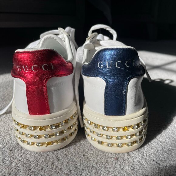Gucci Bee Crystal Platform Sneakers - Picture 2 of 5
